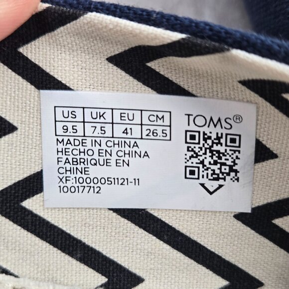 Toms Alpargata Slip On Shoes Canvas Navy Blue Minimalist Comfort Flats Size 9.5 - Picture 11 of 11